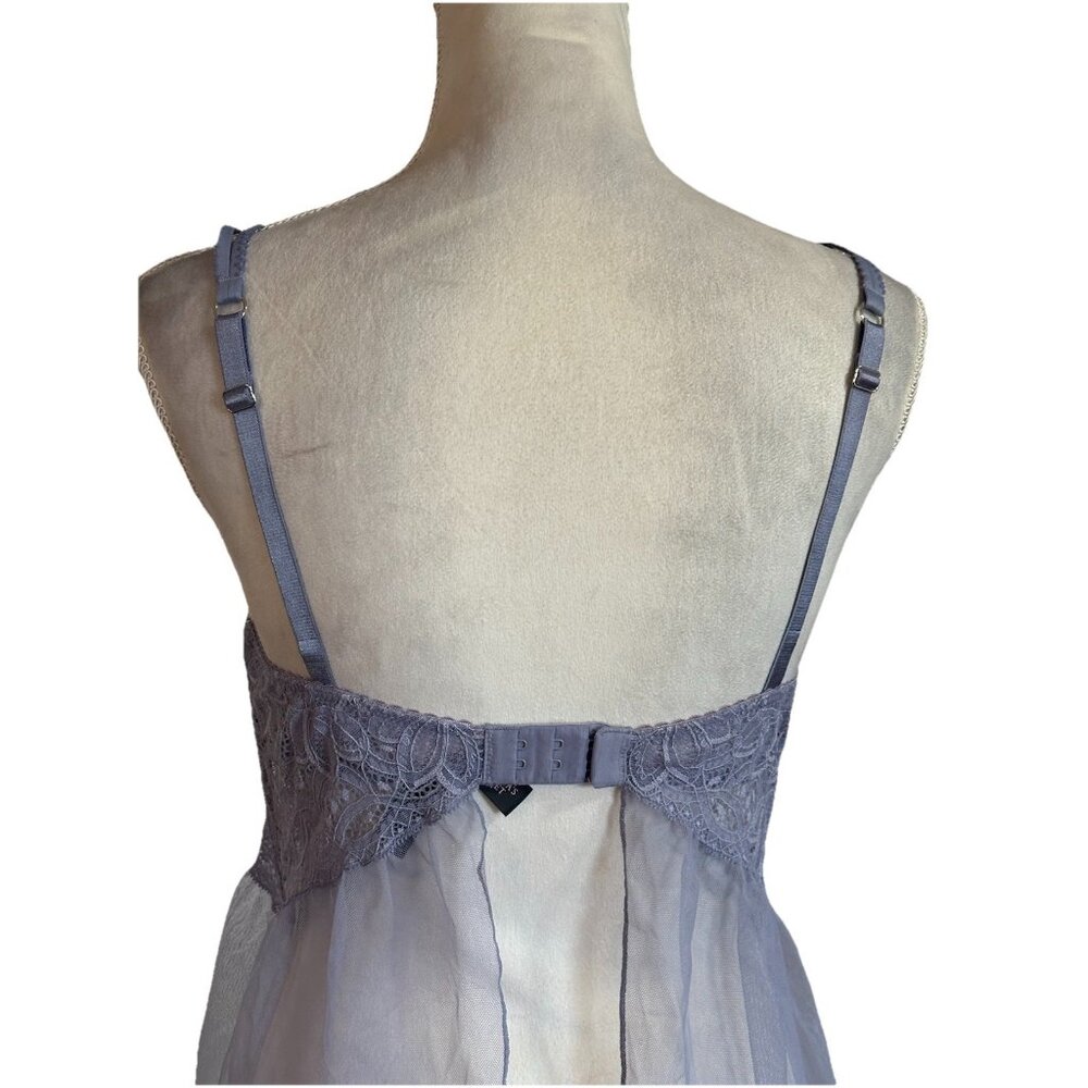 Victoria’s Secret Lace Lingerie Babydoll Top Padded Open Back Sheer Lilac 36C - Picture 3 of 13
